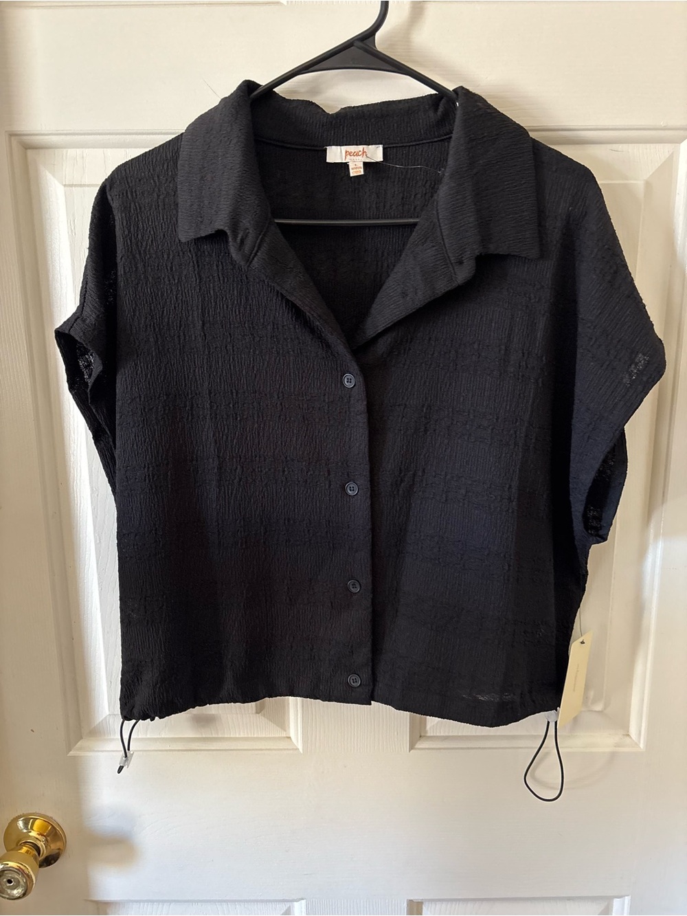 Juniors Button Up Shirt Black Size Large NWT - Picture 2 of 5